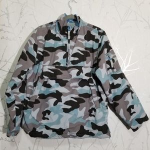 Mini Boden Blue Camo Partial Zip Winter Ski Jacket